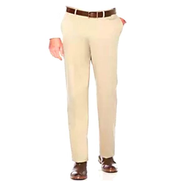 Savane® Mid Khaki Ultimate Performance Flat Front Chino Pants 34 x 32  8 0279 - Picture 8 of 8